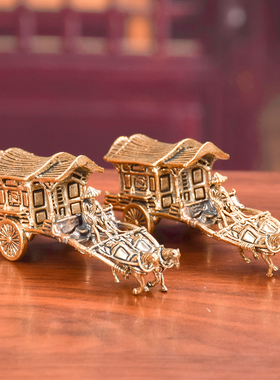 复古黄铜车载摆件仿古马车