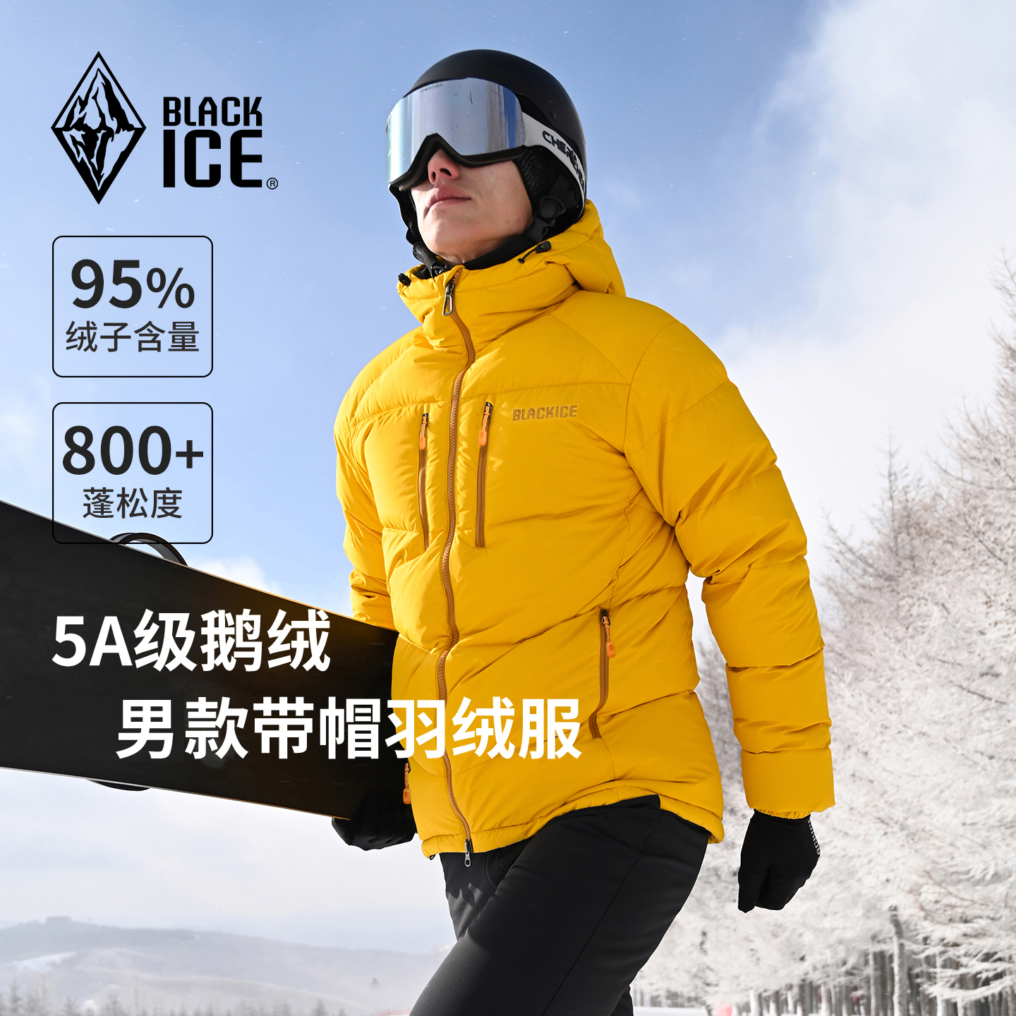 800蓬羽绒服黑冰拒水保暖男鹅绒