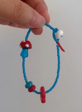 蘑菇原创设计手绘琉璃捷克珠高颜值清新夏天送礼闺蜜手链女