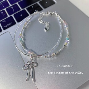 新品包邮独角兽蝴蝶结进口高保色御幸管珠手镯少女心手链精致双层