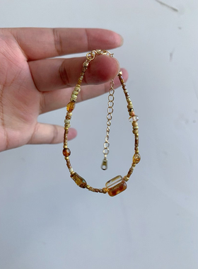 手工串珠手链天然石捷克琉璃串珠项链毛衣链小众设计叠戴