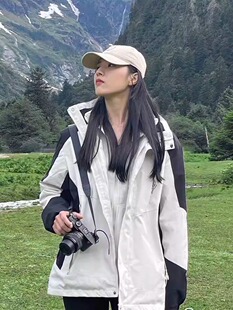 防风登山服 冲锋衣男女户外三合一外套美式 情侣潮牌爬山2023新款