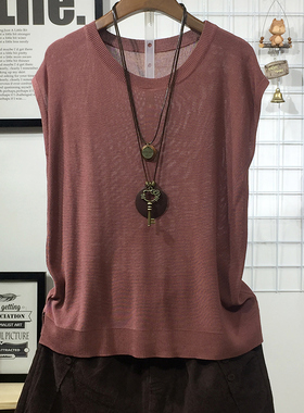 夏季黑色宽松大码显瘦针织打底衫女棉麻背心吊带薄款外穿无袖上衣