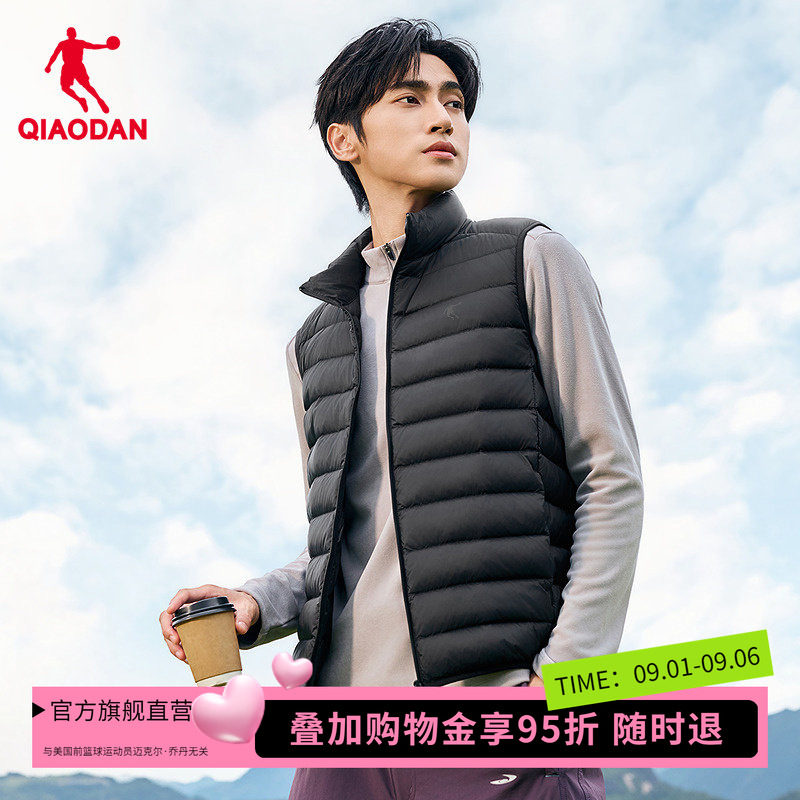 乔丹羽绒马夹男2026秋季新款保暖背心防泼水黑色百搭户外运动外套