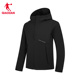 商场同款 乔丹加绒风衣男黑色保暖连帽梭织厚外套上衣QDEFD3261327