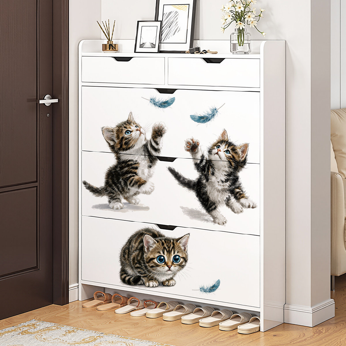 治愈系猫咪表情羽毛自粘墙贴纸宠物店房间装饰贴画墙面遮丑补丁贴,家居饰品,软装墙贴,淘宝优惠券,粉丝福利购,淘宝优惠卷