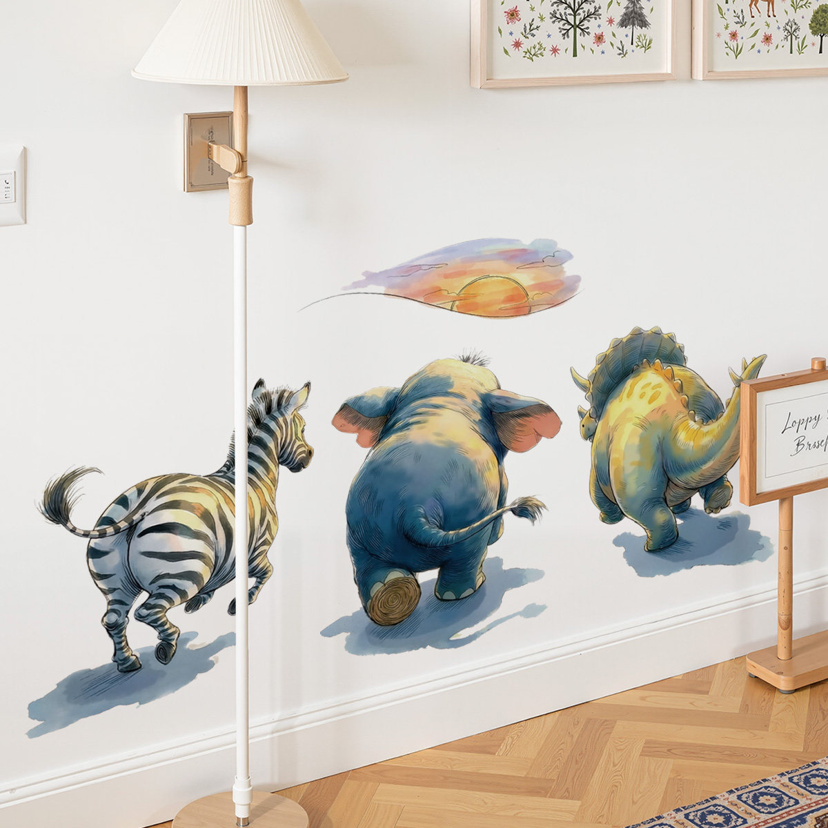 治愈系动物小象斑马自粘墙壁贴纸托管班幼儿园墙面遮丑装饰贴画,家居饰品,软装墙贴,淘宝优惠券,粉丝福利购,淘宝优惠卷
