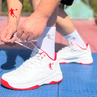 乔丹白色低帮专业男篮球鞋冬款学生比赛前锋战靴子正品皮面运动鞋