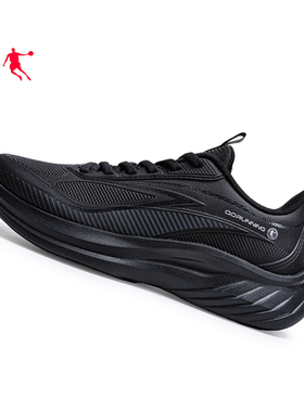 乔丹男鞋纯黑色跑步鞋冬款皮面防水运动鞋正品软底旅游鞋QXB26215