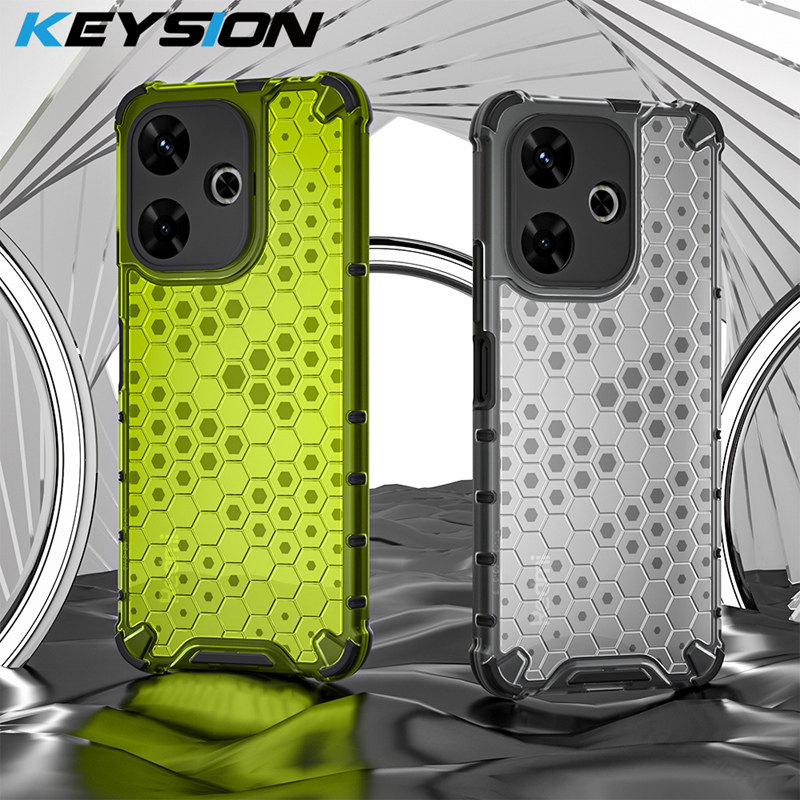 适用红米Note 13R手机壳四角全包边气囊防摔POCO M6保护壳半透明蜂巢网格纹路红米13国外版男女款简约保护套