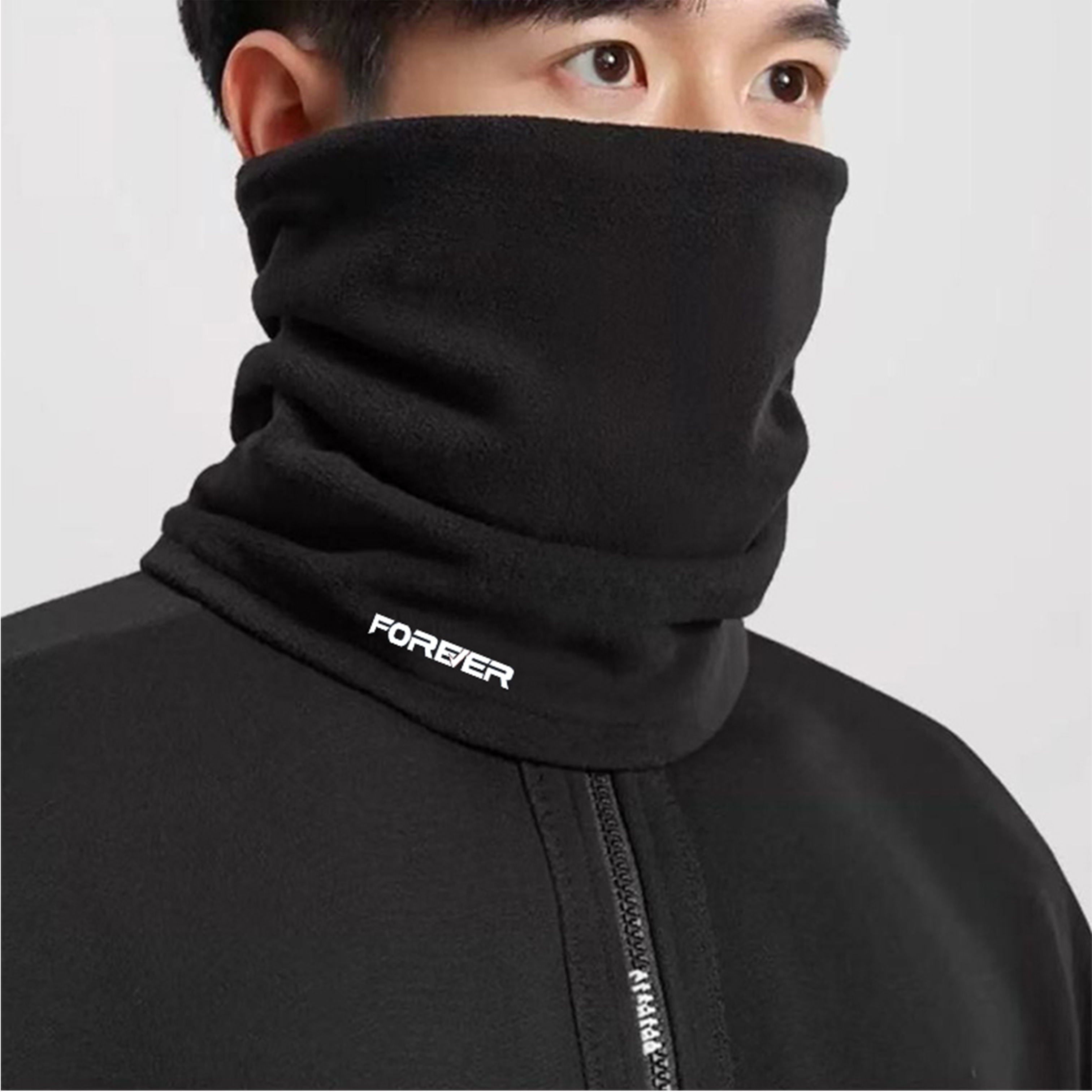 冬季户外骑行男女保暖套装套头帽子围脖防风防寒加绒护颈脖套面罩