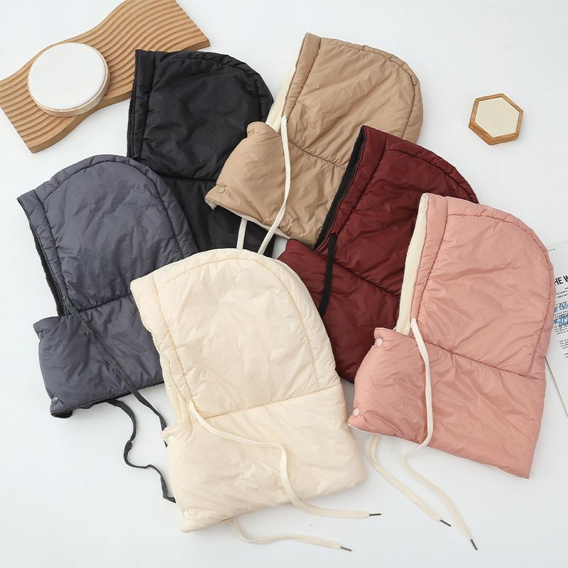 日系百搭羽绒皮面防寒保暖帽