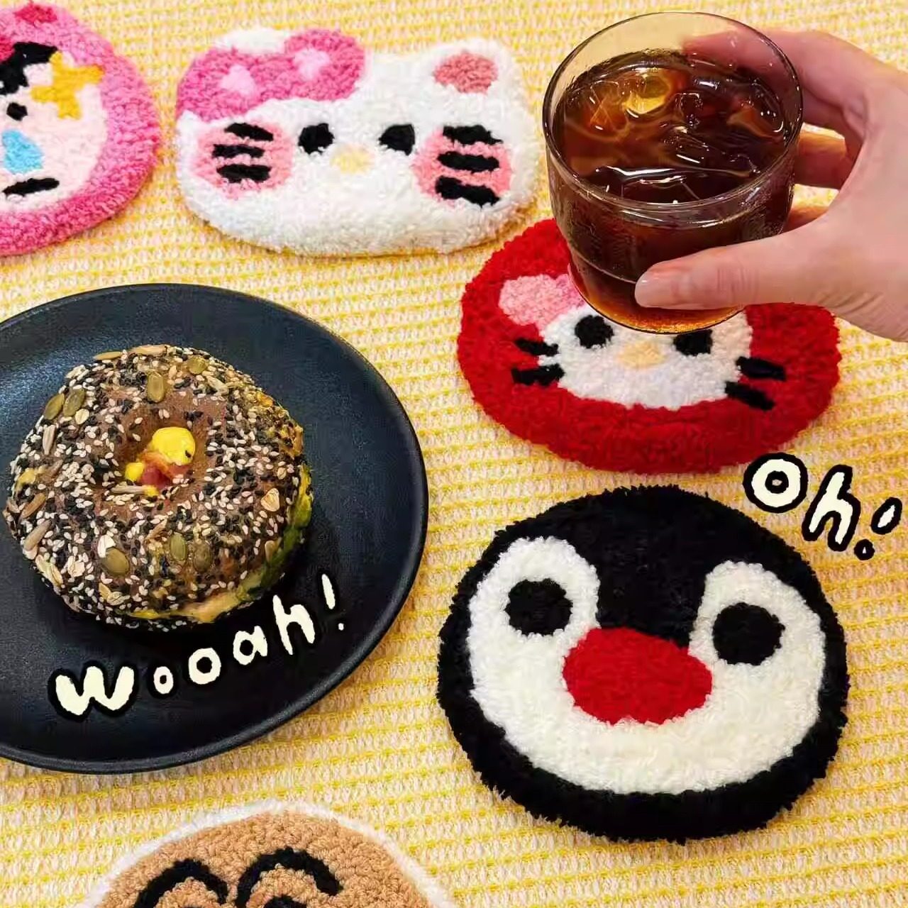 可爱卡通杯垫戳戳绣材料包消磨时间手工办公室解压diy礼物,居家布艺,戳戳绣,淘宝优惠券,粉丝福利购,淘宝优惠卷