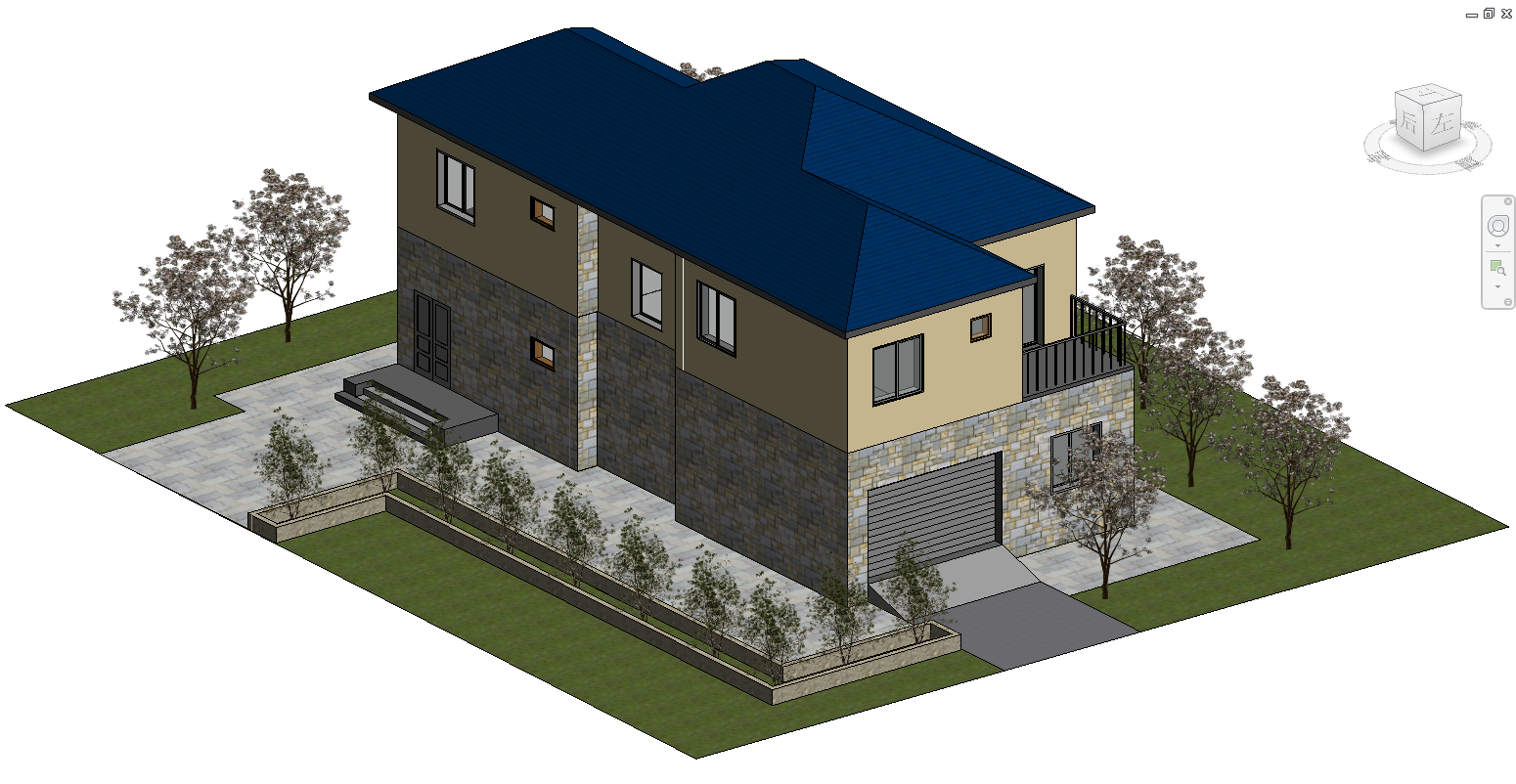 BIM模型revit小别墅2016版建筑模型含标高轴线墙板门窗楼梯等-9-2