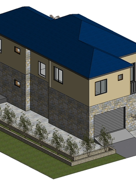 BIM模型revit小别墅2016版建筑模型含标高轴线墙板门窗楼梯等-9-2