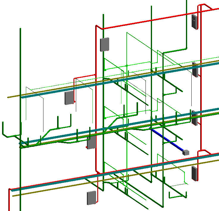 BIM模型revit办公楼2018版全专业建筑结构机电模型梁板柱水管-5c