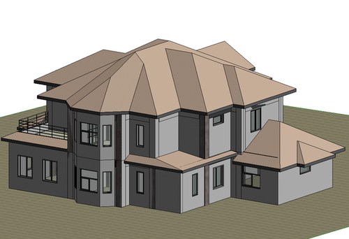 BIM模型revit小别墅2016版建筑模型含标高轴线墙板楼梯屋顶等-22c