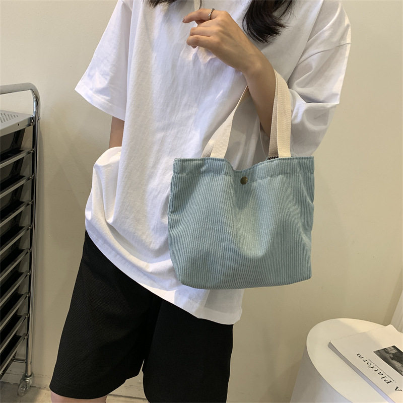 (严选)可爱帆布包包女 2023新款时尚手提包 简约买菜布袋小方包