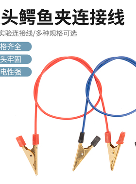 双鳄鱼夹U型导线U行U形香蕉插头空心插头导线初中物理实验室电学电路连接线 教学仪器材导线夹实验室用