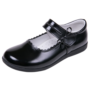 真皮女童黑色皮鞋中大童软底白色表演出鞋漆皮小学生儿童船鞋春秋
