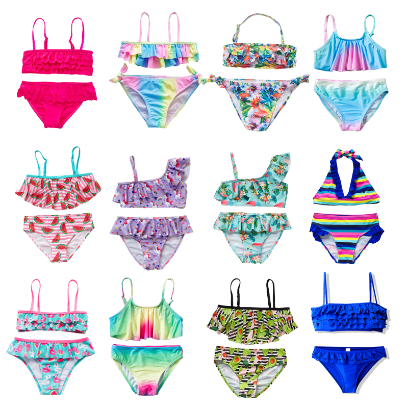 3-14years girl swimsuit two pieces childrens swimwear swim