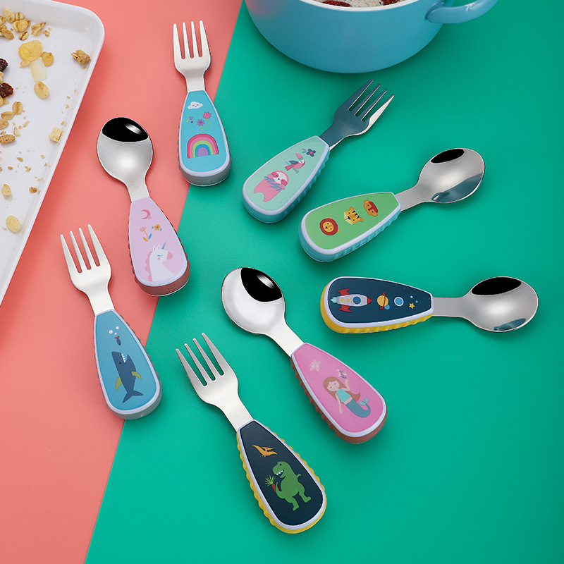 Cartoon Tableware Set Food Training Spoon Dessert Spoon for 婴童用品 果汁瓶 原图主图