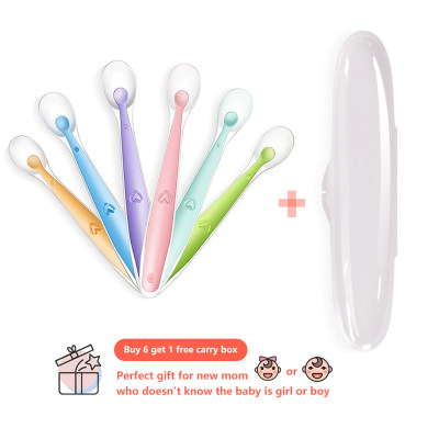 1 set Baby Silicone Soft Spoon Training Feeding Spoons with