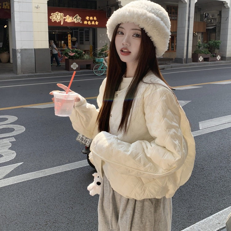 小香风短款轻薄棉服女款冬季