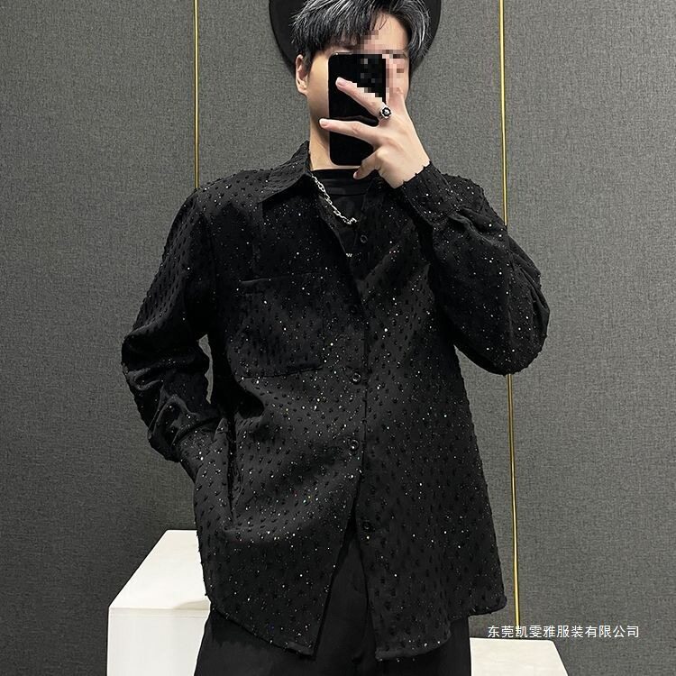 夏季男士满天星夜店宽松衬衫