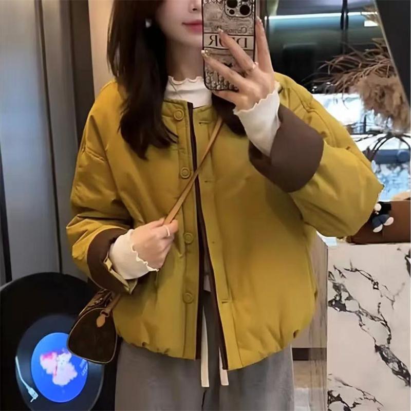 2026秋冬新款复古撞色女棉服