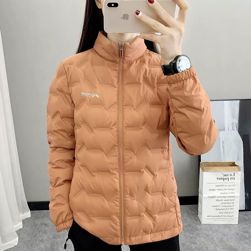 秋冬季白鸭绒羽绒服女加厚保暖运动开衫外套休闲宽松徒步旅游上衣