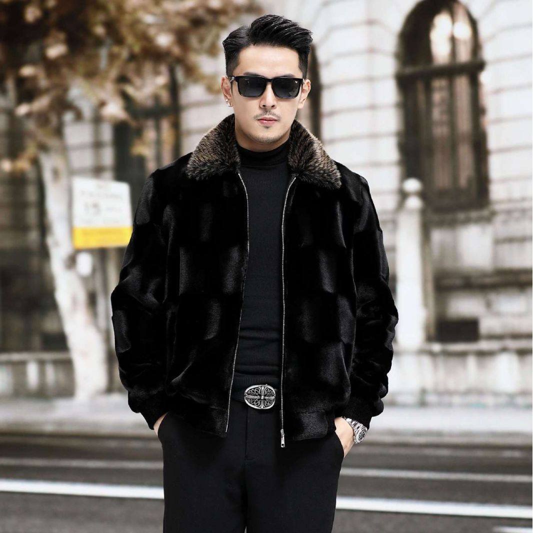 秋冬金貂绒加厚保暖翻领男大衣
