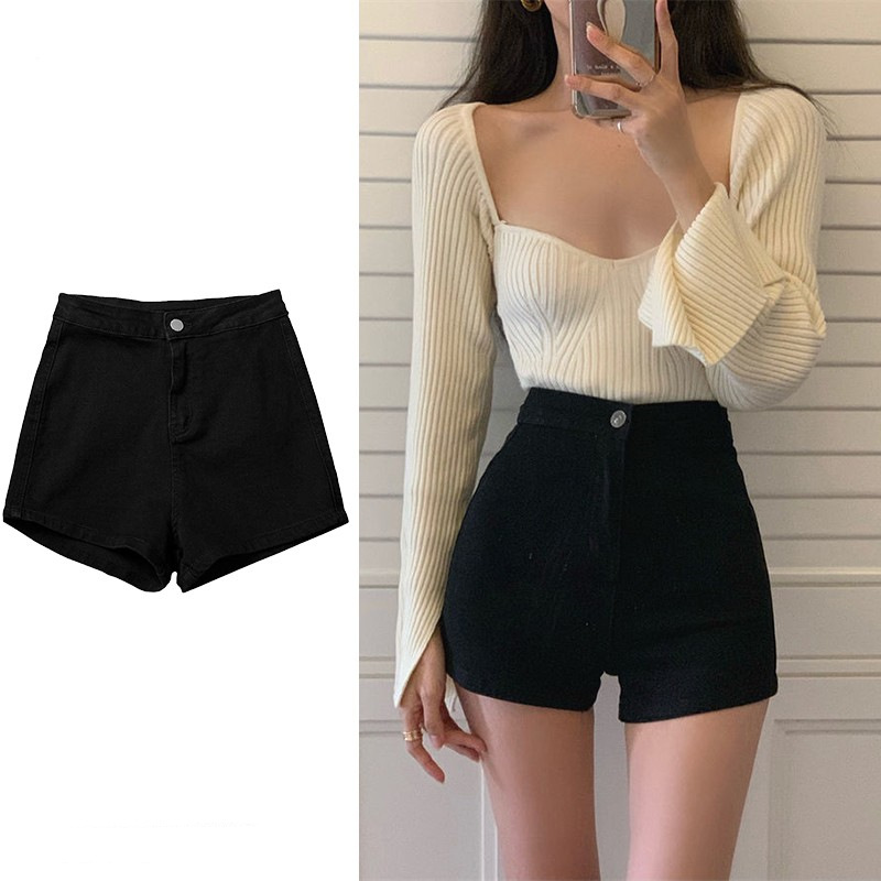 新款包臀显瘦设计感辣妹牛仔短裤