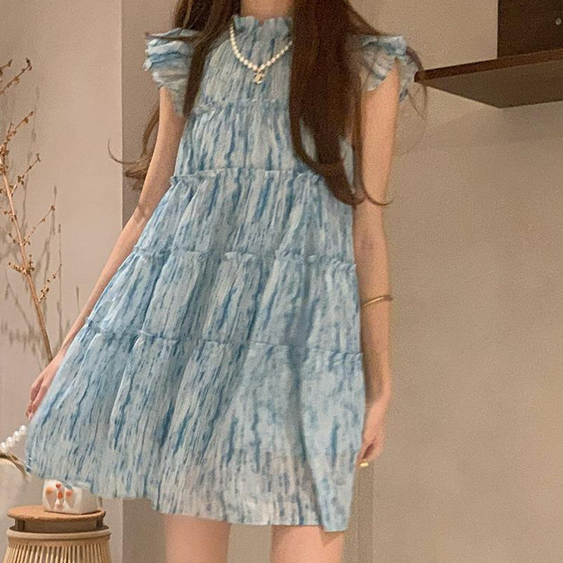 夏季甜美小飞袖遮肉公主连衣裙