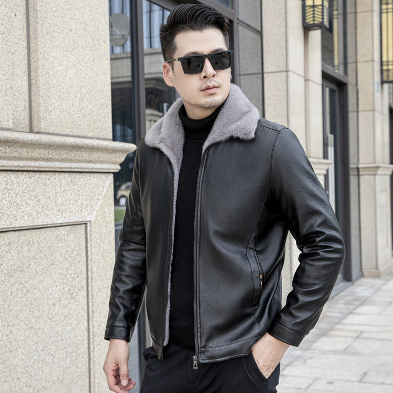 冬季加绒加厚中年羊羔毛皮毛一体男士皮夹克外套爸爸装高档皮衣男,男装,皮衣,淘宝优惠券,粉丝福利购,淘宝优惠卷