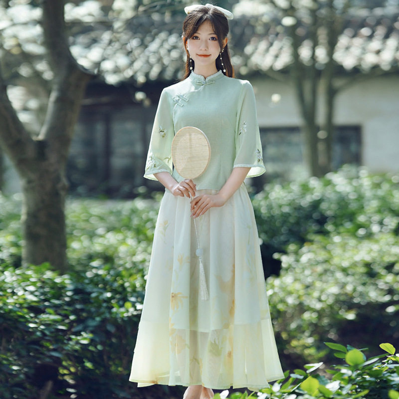 夏季仙气中式采耳师汉服套装