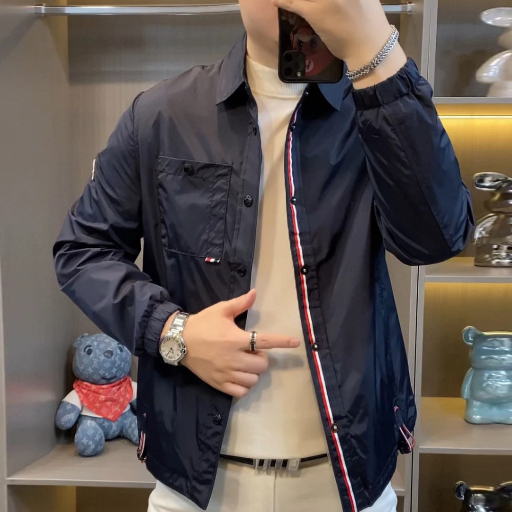新款男士欧货翻领修身商务夹克