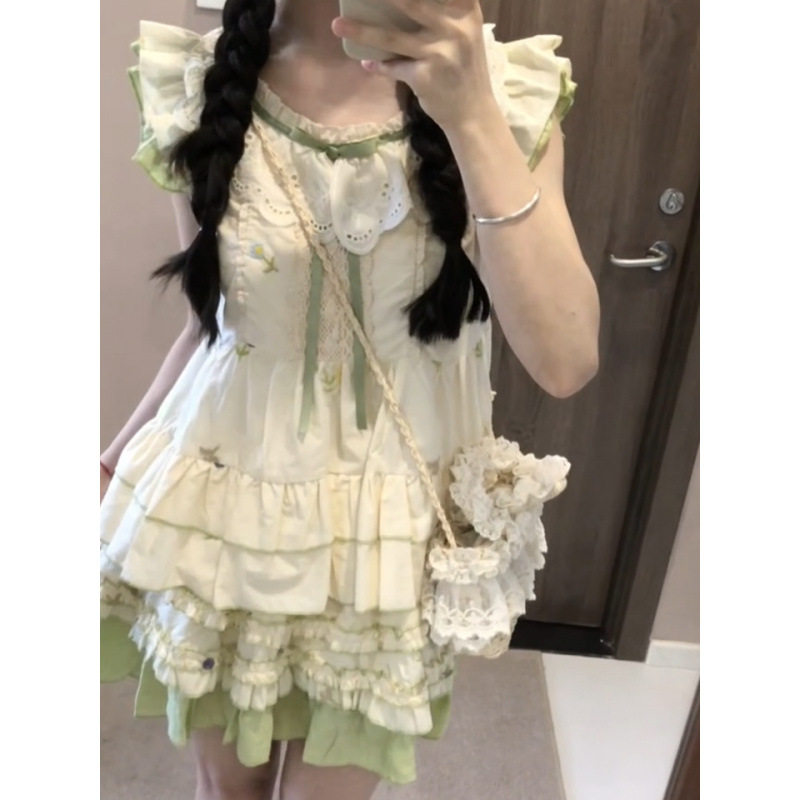 夏季法式甜美刺绣蓬蓬短裙