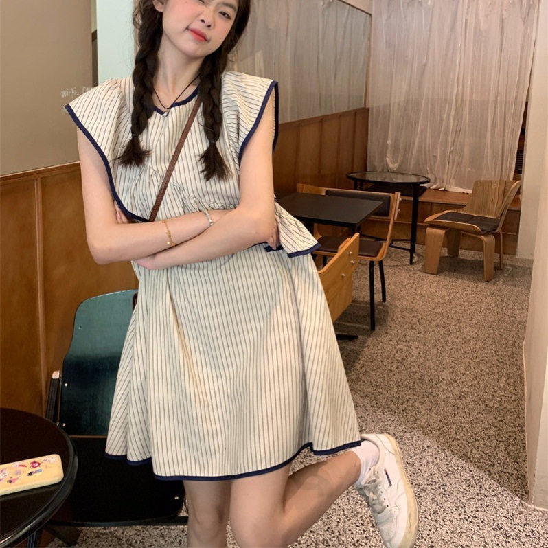 韩系夏季大码显瘦条纹连衣裙