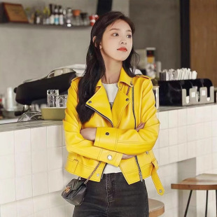 pu皮夹克修身 皮衣女式 韩版 外套春秋新款 显瘦女士机车风小皮衣 短款