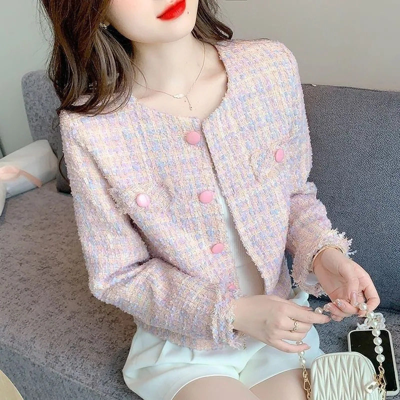 春秋季法式粉色短款小个子外套