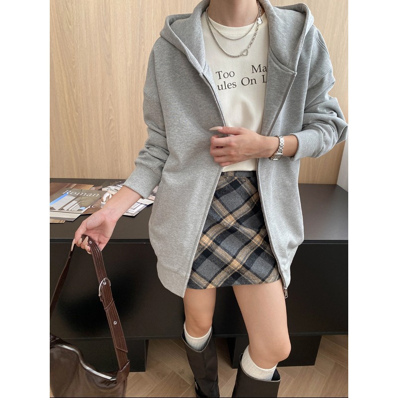 丽光纯色系无性别 简约廓形感运动休闲宽松连帽卫衣外套 SN8011