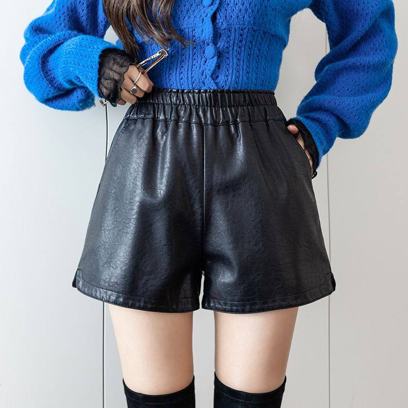 胖妹妹皮短裤女秋冬季2025新款大码显瘦外穿打底百搭a字休闲靴裤,女装/女士精品,休闲裤,淘宝优惠券,粉丝福利购,淘宝优惠卷