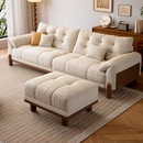 中古风实木云朵沙发日式 客厅小户型简约直排可拆洗雪尼尔布艺沙发