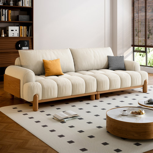 小户型客厅原木风可拆洗布艺沙发