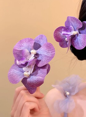 拍照超仙氛围海边蝴蝶兰仿真花朵