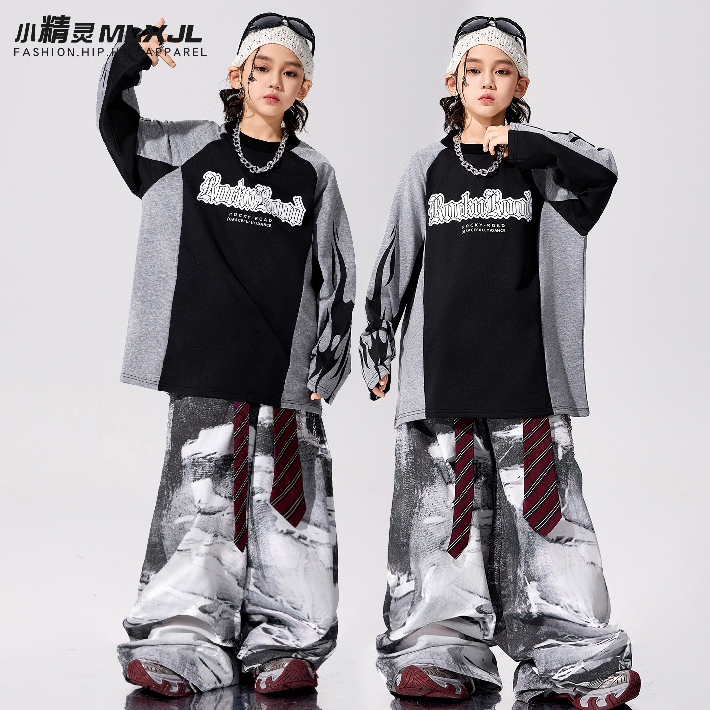 儿童街舞潮服男童hiphop嘻哈炸街演出服少儿酷帅架子鼓元旦表演服