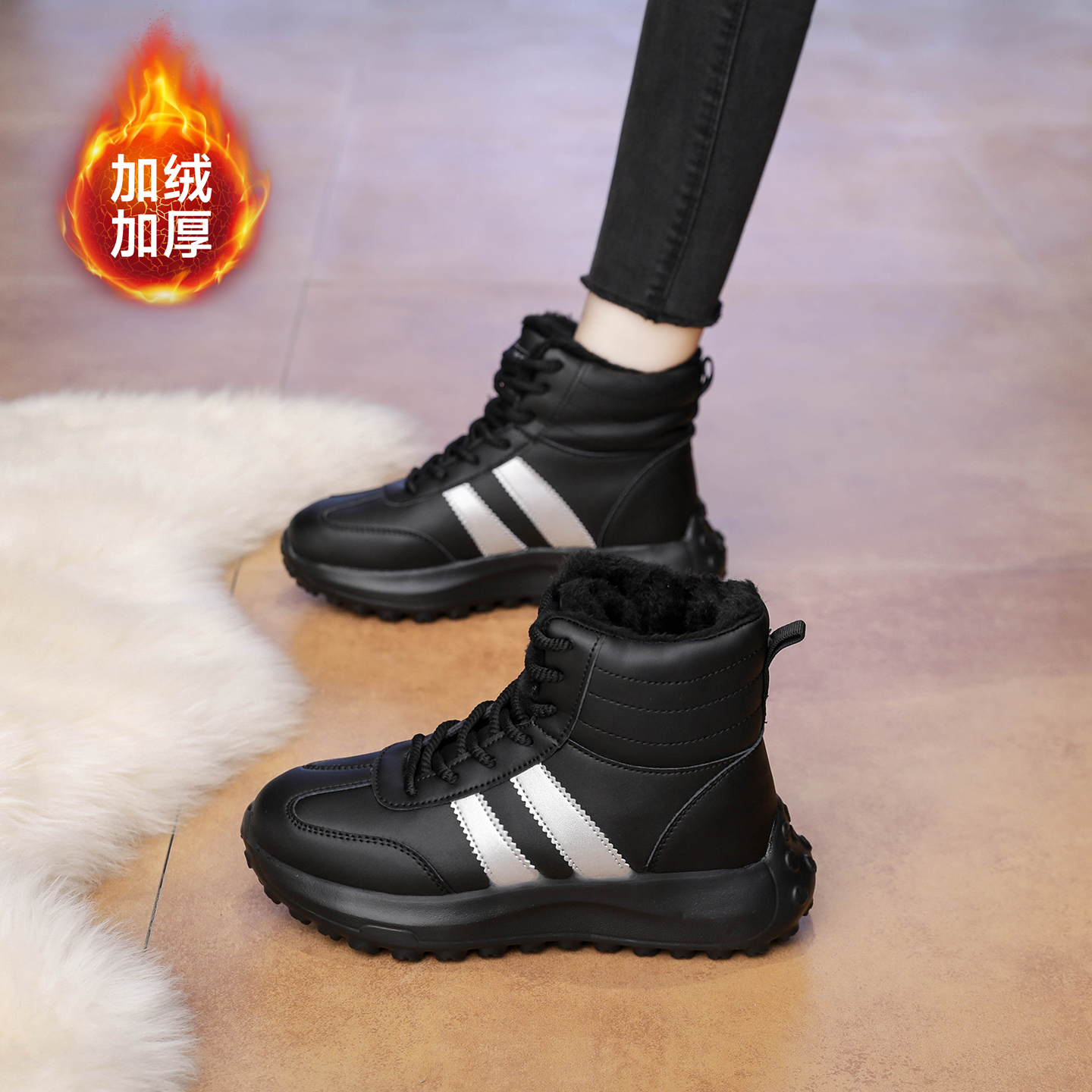 东北雪地靴女加绒加厚防寒