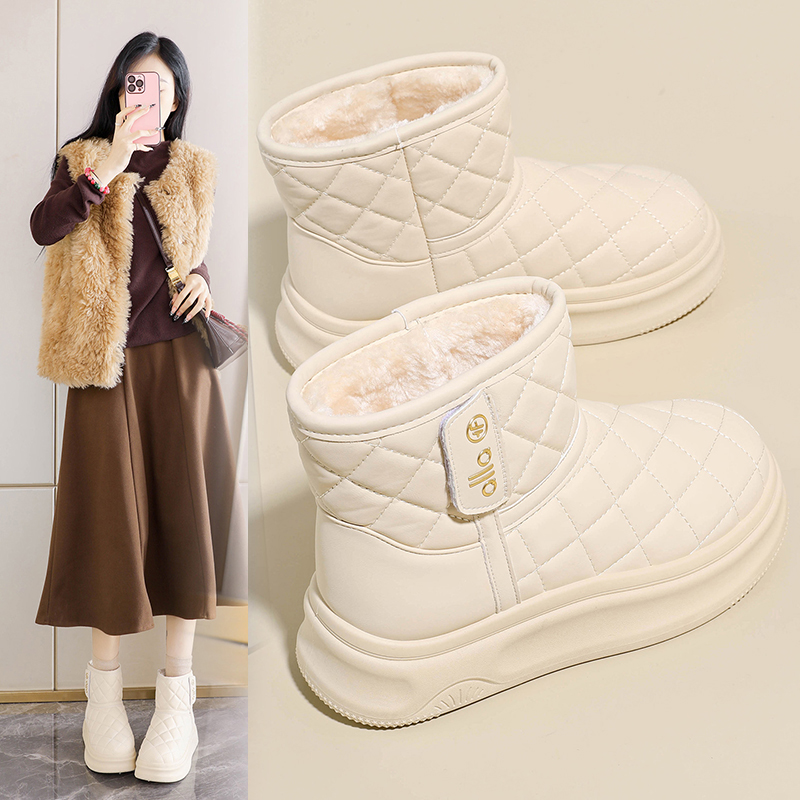 皮毛一体雪地靴女加绒加厚大棉鞋