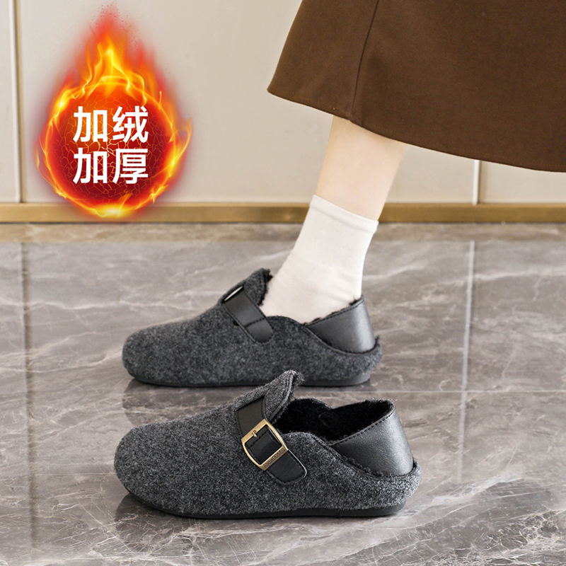 加绒老北京布鞋女一拖两穿棉鞋